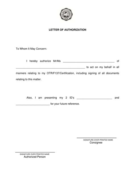 Sample Of Authorization Letter Template To Act On Beh