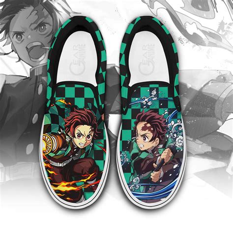 Tanjiro Slip On Sneakers Custom Anime Demon Slayer Custom Shoes Homefavo