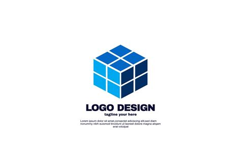 Stock Vector Abstract Creative Blue Geometric Cube Logotype Modern