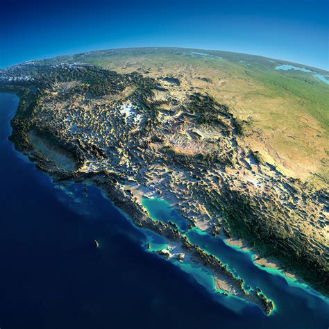 Relief Map Of Western United States North America United States