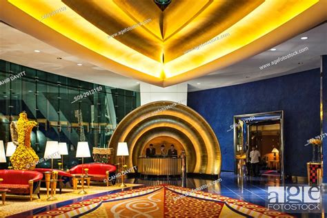 Interior Lobby And Reception Of The Luxury 7 Star Burj Al Arab Hotel