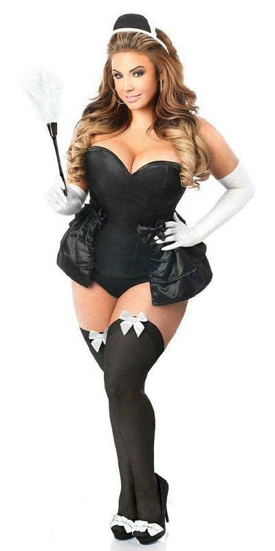Sexy Deluxe 5 Piece Frisky French Maid Corset Halloween Costume
