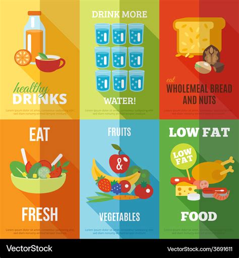 Healthy Eating Poster Set Royalty Free Vector Image