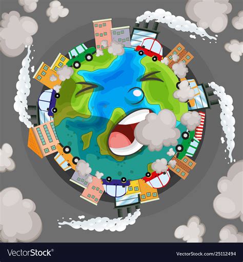Sick Earth From Pollution Concept Royalty Free Vector Image