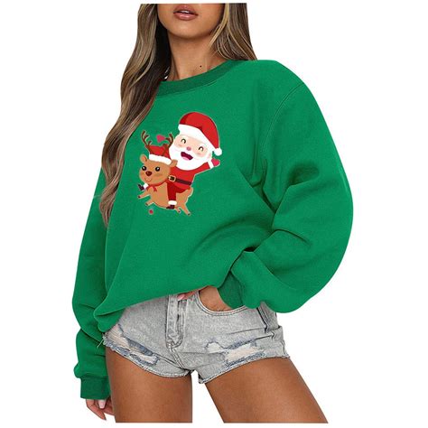 Meichang Christmas Sweatshirts For Women Cute Christmas Santa Graphic