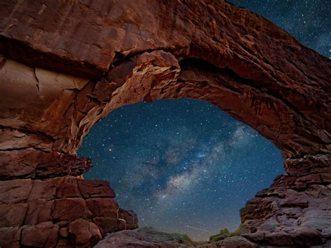 Desktop wallpaper cave, night, arch, rocks, nature, hd image, picture, background, 56491f