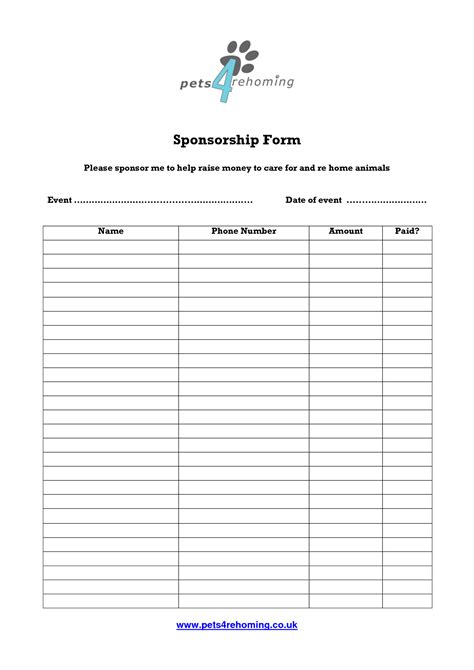 Sponsor Template Free Sponsorship Form Template Adding A Bid Sheet