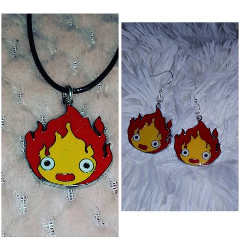 Calcifer Earrings Calcifer Necklace Howls Moving Castle Etsy