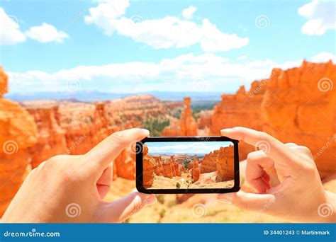 Smartphone Taking Photo Of Bryce Canyon Nature Stock Photos Image