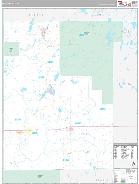 Price County Wi Wall Map Premium Style By Marketmaps Mapsales