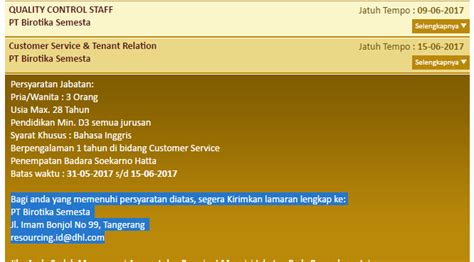 Siap ditempatkan di bandara soekarno hatta. Lowongan Kerja DHL Express Indonesia ( Birotika Semesta )
