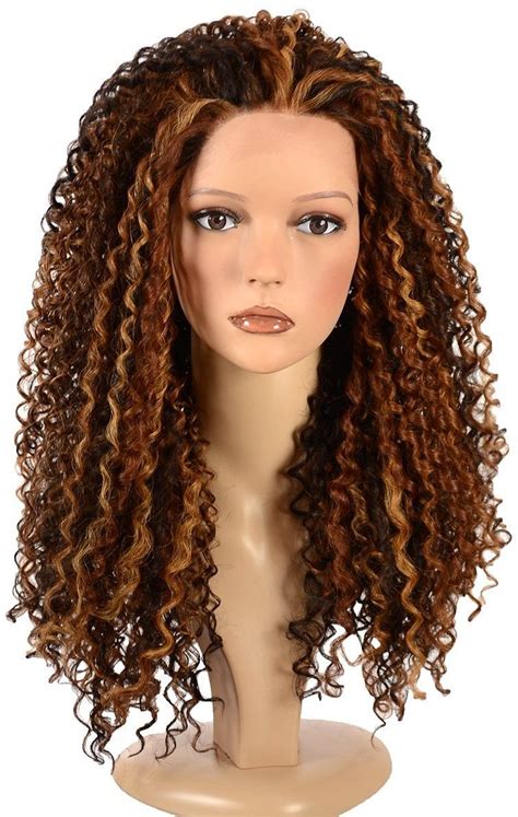 stunning long spiral afro curl wig with copper highlights