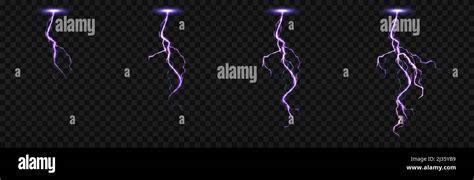 Sprite Sheet With Lightnings Thunderbolt Strikes Set For Fx Animation