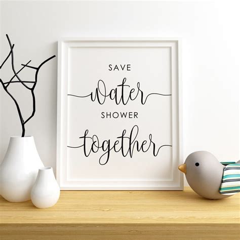 Save Water Shower Together Print Funny Bathroom Sign Etsy