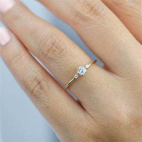 Delicate Diamond Ring Engagement Ring White Diamond Minimalist Ring