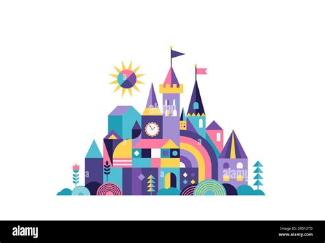 Colorful Fairy Tale Castle Flat Vector Illustration Stock Vector Image