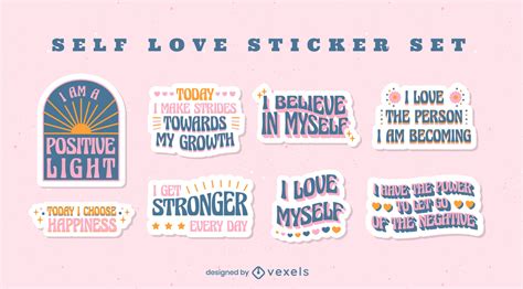 Self Love Sticker Set Vector Download