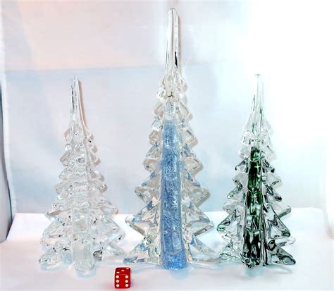 3 Crystal Christmas Trees Forest Solid Glass 3d Figurine Etsy