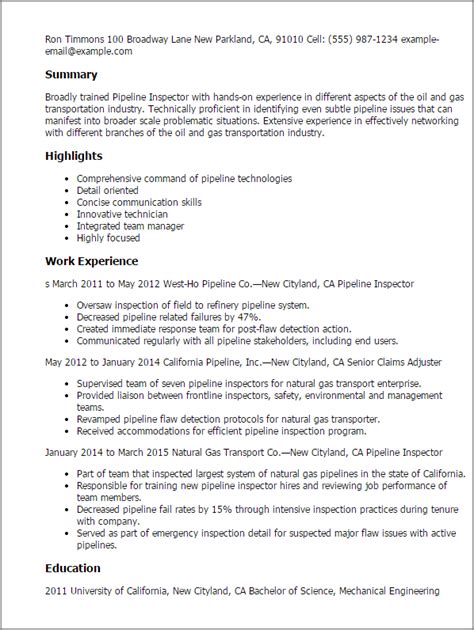 Quality assurance specialist resume examples. Pipeline Inspector Resume Template — Best Design & Tips ...