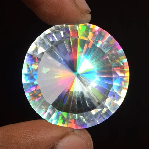 White Mystic Topaz 6100 Ct Round Cut Faceted Loose Gemstone Etsy