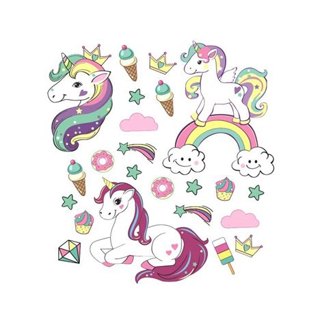Unicorn Wall Stickers, Cute Unicorn Wall Sticker Mural Art ...