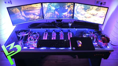 Epic Liquid Cooled Pc In A Desk Computer Gaming Room Gaming Room