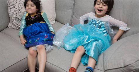 Our Twin Boys Five Love Wearing Princess Dresses And Playing With