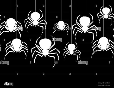Seamless Pattern With Black Widow Spiders Stock Vector Image And Art Alamy