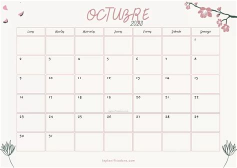 Calendarios Octubre 2023 Para Imprimir