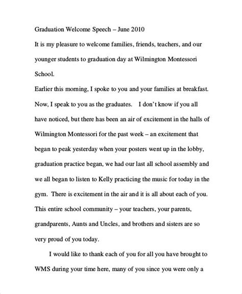 Examples Of Graduation Welcome Speech Planolthiacont Site