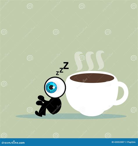 The Blue Eye Sleep With Coffee Cup Stock Illustration Illustration Of