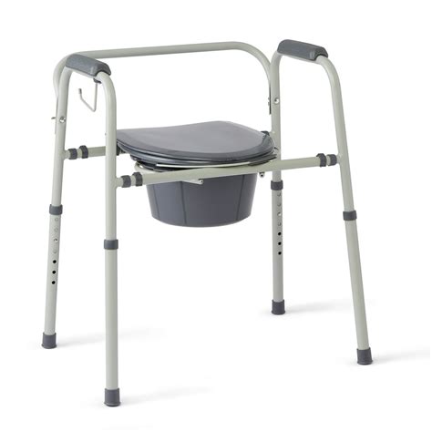 Medline Steel 3 In 1 Bedside Toilet Commode With Microban 350lb Weight