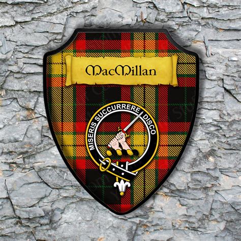 Macmillan Shield Plaque With Scottish Clan Coat Of Arms Badge On Clan