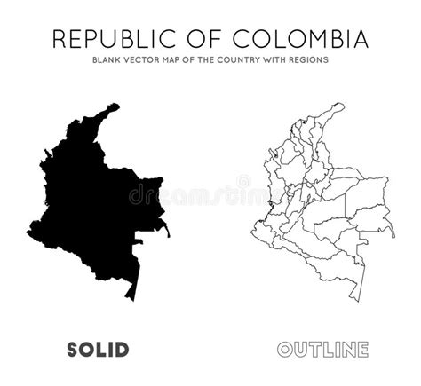 Contorno Del Mapa Del Espacio En Blanco De Colombia Divisiones