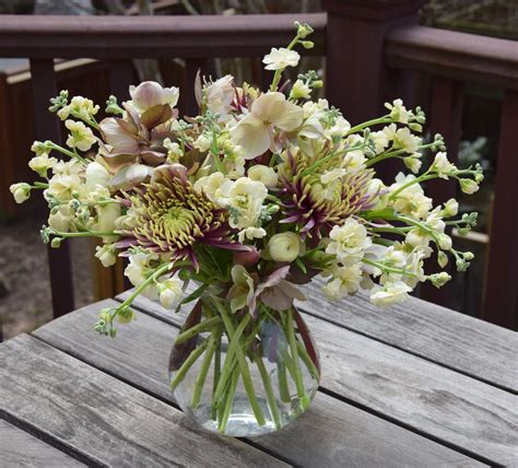 fresh flower arrangement with hellebore stock and ranunculus flower arrangements fresh