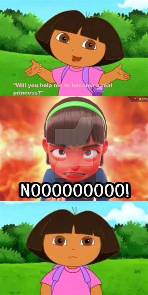 *flying past them, spinning as fast as they can, screaming*. Dora Try Not To Laugh - Laugh Poster