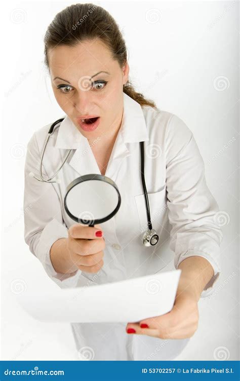 Shocked Female Doctor Analyzing Document Stock Image Image Of Medicine News