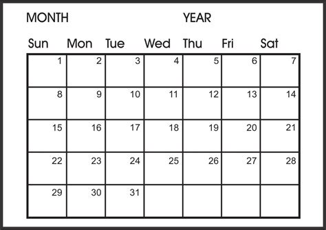 Blank Monthly Calendar Printable Blank Calendar Templates Wiki