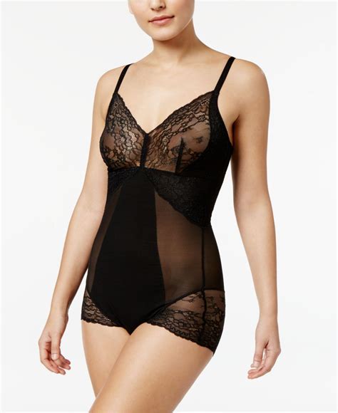 Spanx Light Control Sheer Lace Bodysuit R In Black Lyst