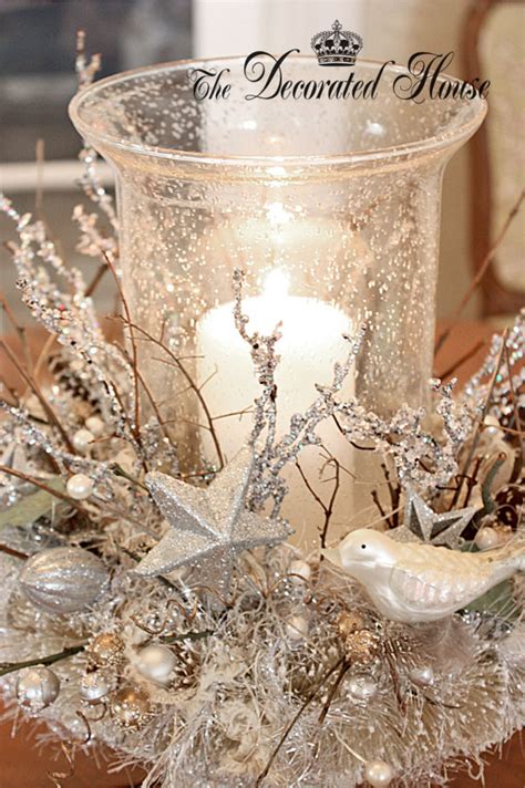 The Decorated House ~ White And Silver Christmas Mystic Centerpiece