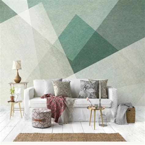 Custom Wallpaper Mural Retro Style Abstract Geometric Shape Bvm Home