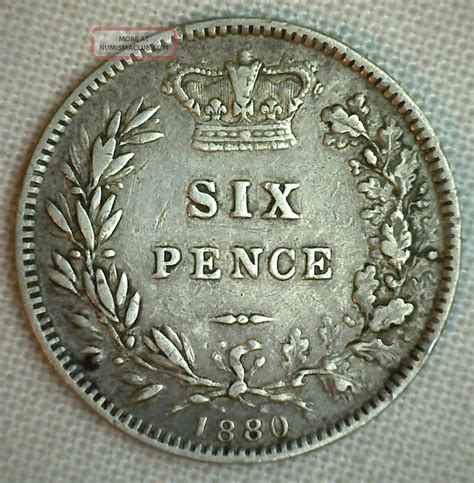 1880 Uk Silver 6 Pence Sixpence Great Britain Uk Tanner Coin Yg You Grade It