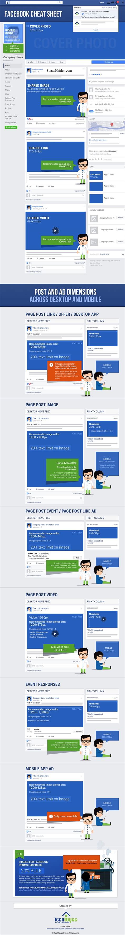 Facebook Image Size And Dimensions Cheat Sheet For 2017 Infographic