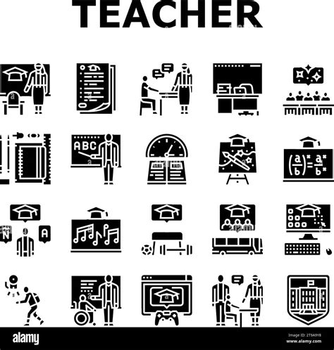 Primary School Teacher Education Icons Set Vector Stock Vector Image
