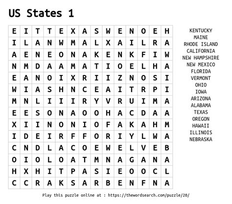 Download Word Search On Us States 1