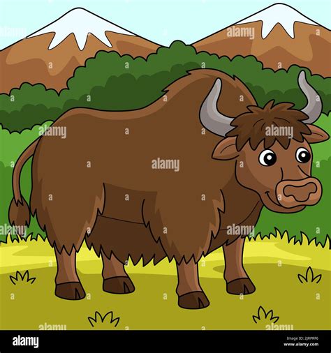 Yak Animal Colored Cartoon Illustration Stock Vector Image And Art Alamy