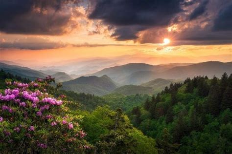 Jigsaw Puzzle Sunset Over The Great Smoky Mountains During The Spring