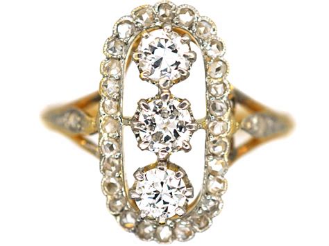 Art Deco Ct Gold Platinum Oval Diamond Rose Diamond Cluster Ring