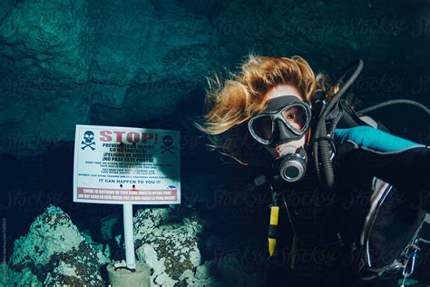 Woman Cave Cavern Diving Selfie Ugc By Stocksy Contributor Jovana Milanko Stocksy
