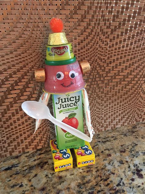 Juice Box Robots For School Treat Simple Valentine Valentines Snacks